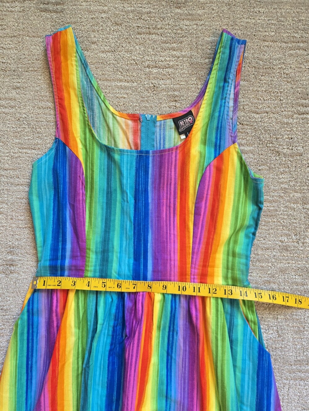 NWT Retrolicous Rainbow Print Skater Dress Size L - Picture 6 of 7